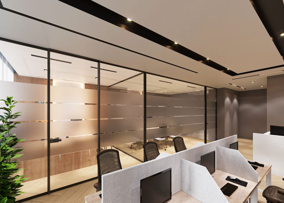 Frosted glass film on conference room glass doors, Lower Parel Mumbai office